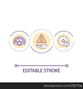 Error loop concept icon. System processing failure. Precaution sign. Incorrect work abstract idea thin line illustration. Isolated outline drawing. Editable stroke. Arial font used. Error loop concept icon
