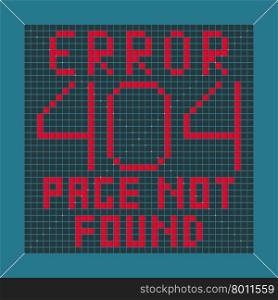 Error message background. 404 error message page not found background. Old video game square design. Vector illustration.