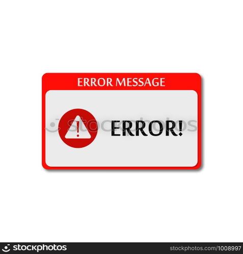error message box on computer with shadow, vector. error message box on computer with shadow