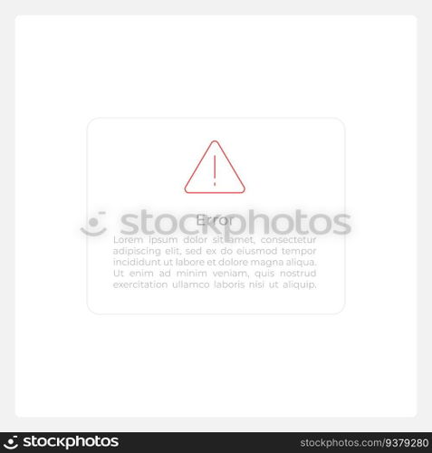 Error notification UI element template. Editable isolated vector dashboard component. Flat user interface. Visual data presentation. Web design widget for mobile application with light theme. Error notification UI element template