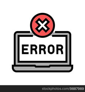 error on laptop display color icon vector. error on laptop display sign. isolated symbol illustration. error on laptop display color icon vector illustration