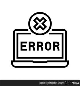 error on laptop display line icon vector. error on laptop display sign. isolated contour symbol black illustration. error on laptop display line icon vector illustration