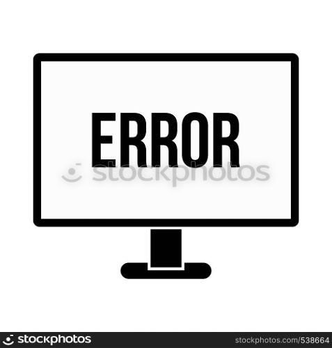 Error sign on a monitor icon in simple style on a white background. Error sign on a monitor icon, simple style