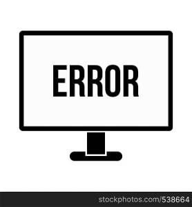 Error sign on a monitor icon in simple style on a white background. Error sign on a monitor icon, simple style