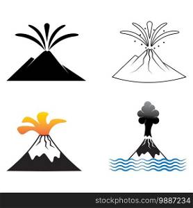 erupting volcano icon vector illustration symbol design