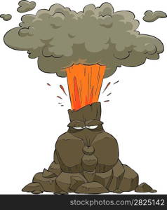 Erupting volcano on a white background vector illustration