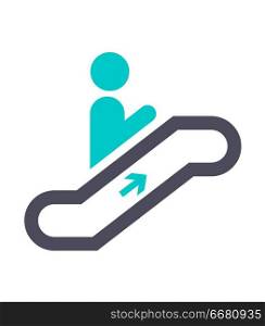 Escalator up, gray turquoise icon on a white background. New gray turquoise icon on a white background