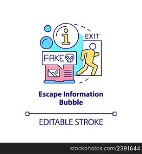 Escape information bubble concept icon. Alternative source. Fighting misinformation abstract idea thin line illustration. Isolated outline drawing. Editable stroke. Arial, Myriad Pro-Bold fonts used. Escape information bubble concept icon