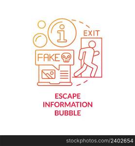 Escape information bubble red gradient concept icon. Alternative source. Fighting misinformation abstract idea thin line illustration. Isolated outline drawing. Myriad Pro-Bold font used. Escape information bubble red gradient concept icon
