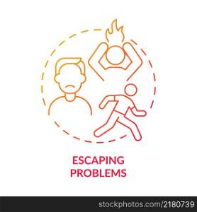 Escaping problems red gradient concept icon. Infantile behavior. Ignoring current issues abstract idea thin line illustration. Isolated outline drawing. Arial, Myriad Pro-Bold fonts used. Escaping problems red gradient concept icon
