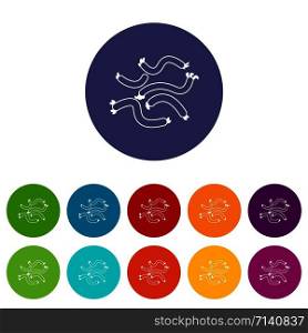 Escherichia coli virus icons color set vector for any web design on white background. Escherichia coli virus icons set vector color