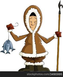 Eskimo on a white background, vector illustration