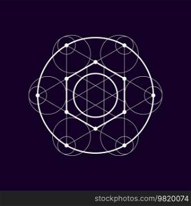 Esoteric tribal sign isolated geometric shape, sacred esoteric symbol, tattoo icon. Vector masonic symmetrical sign, alchemy symbol, mystic decoration. Round shape geometric mystic boho design element