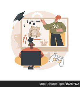Esports coaching abstract concept vector illustration. Lessons with pro gamer, free esport webinar, player performance, video game training application, cybersport team abstract metaphor.. Esports coaching abstract concept vector illustration.