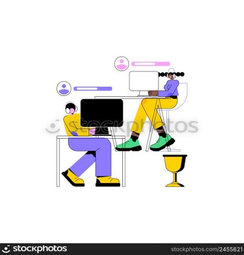 eSports collaboration abstract concept vector illustration. E-sports partnership, global brands cooperation, sponsorships, champion league collaboration, mainstream entertainment abstract metaphor.. eSports collaboration abstract concept vector illustration.