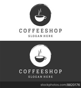 Espresso coffee logo design and vintage coffee cup. The logo can be for businesses, coffee shops, restaurants and cafes.