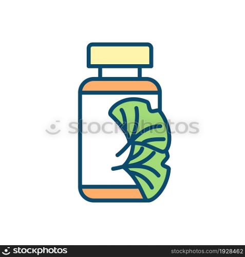 Essential oil from plants RGB color icon. Health and beauty benefits. Natural organic oils. Aromatic substances. Distilling fresh leaves. Isolated vector illustration. Simple filled line drawing. Essential oil from plants RGB color icon