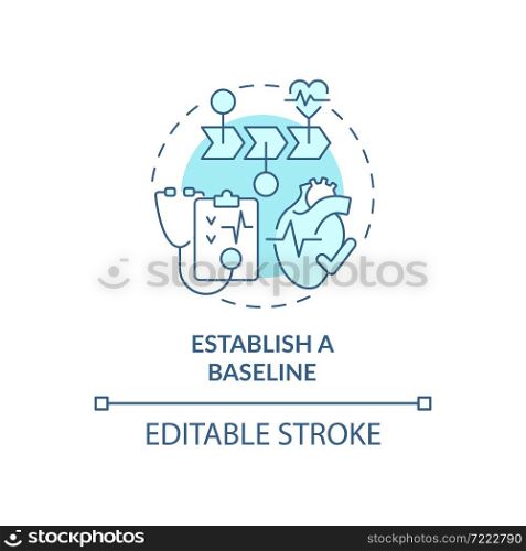 Establish baseline blue concept icon. Annual checkups reason abstract idea thin line illustration. Personal information of patient. Vector isolated outline color drawing. Editable stroke. Establish baseline blue concept icon
