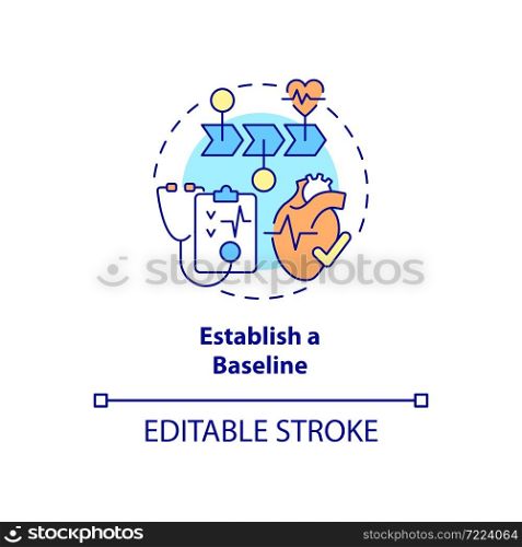 Establish baseline concept icon. Annual checkups reason abstract idea thin line illustration. Personal information and health issues of patient. Vector isolated outline color drawing. Editable stroke. Establish baseline concept icon