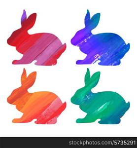 Ester color bunny set. Acrylic vector illustration