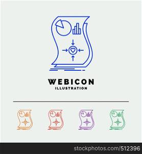 Estimation, love, relationship, response, responsive 5 Color Line Web Icon Template isolated on white. Vector illustration. Vector EPS10 Abstract Template background