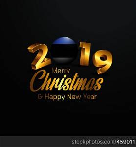 Estonia Flag 2019 Merry Christmas Typography. New Year Abstract Celebration background