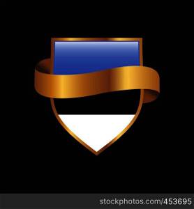 Estonia flag Golden badge design vector