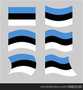 Estonia flag. Set of flags of Estonia in various forms. Developin Estonian flag European state