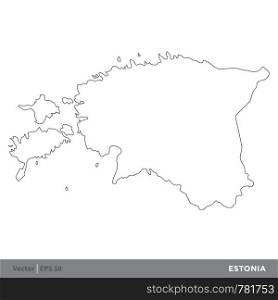 Estonia - Outline Europe Country Map Vector Template, stroke editable Illustration Design. Vector EPS 10.