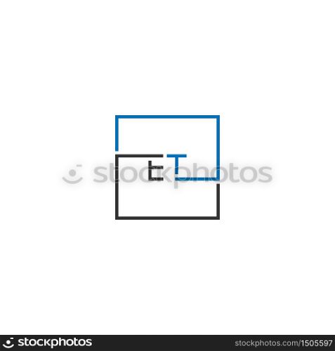 ET logo letters design concept in black and blue colors