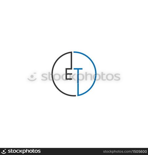 ET logo letters design concept in black and blue colors