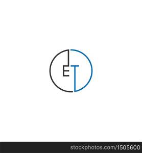 ET logo letters design concept in black and blue colors