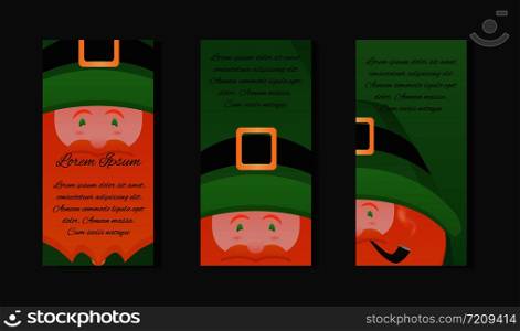 et templates with illustration of Leprechaun with a pipe on St. Patrick&rsquo;s Day. Vector element for the invitation, a brochure and your design. et templates with illustration of Leprechaun with a pipe on St.