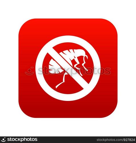 Etching insect icon digital red for any design isolated on white vector illustration. Etching insect icon digital red