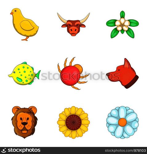 Eternal nature icons set. Cartoon set of 9 eternal nature vector icons for web isolated on white background. Eternal nature icons set, cartoon style