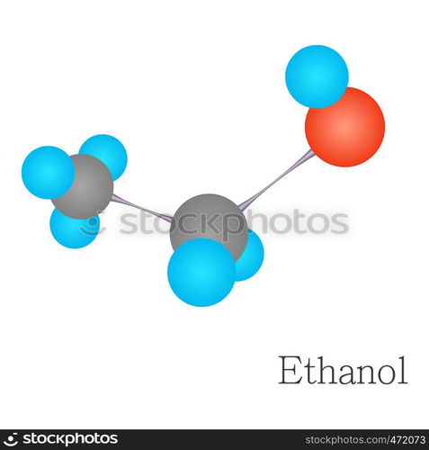 Ethanol 3D molecule. Cartoon illustration of ethanol 3D molecule vector ...