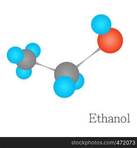 Ethanol 3D molecule. Cartoon illustration of ethanol 3D molecule vector for web design. Ethanol 3D molecule chemical science