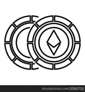 Ethereum coin icon outline vector. Digital cryptocurrency. Crypto bitcoin. Ethereum coin icon outline vector. Digital cryptocurrency