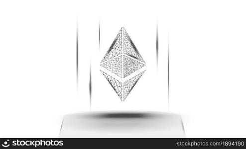 Ethereum ETH cryptocurrency token symbol, coin icon on white background. Digital gold for website or banner. Vector EPS10.