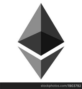 Ethereum ETH token symbol cryptocurrency logo, coin icon isolated on white background. Vector illustration.