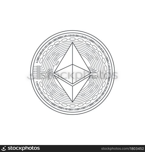 Ethereum icon. Cryptocurrency logo. Digital cryptographic currency ethereum. Ethereum sign concept. Vector illustration