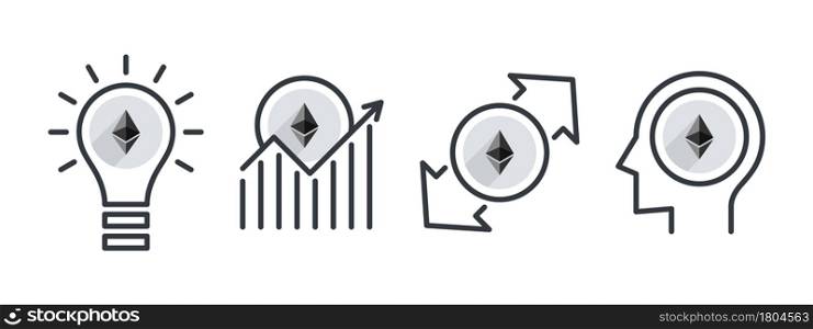 Ethereum icon set. Cryptocurrency Icons concept. Return money. Business and finance editable icons. Vector illustration
