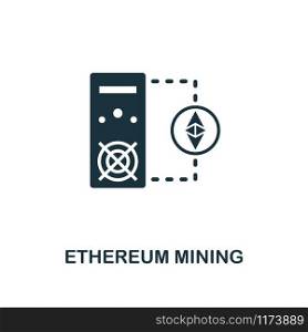 Ethereum Mining icon. Monochrome style design from crypto currency collection. UI. Pixel perfect simple pictogram ethereum mining icon. Web design, apps, software, print usage.. Ethereum Mining icon. Monochrome style design from crypto currency icon collection. UI. Pixel perfect simple pictogram ethereum mining icon. Web design, apps, software, print usage.