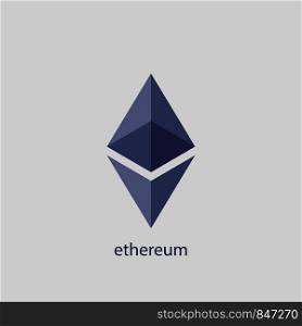 Ethereum vector icon. Ethereum cryptocurrency. Crypto currency blockchain coin ethereum symbol