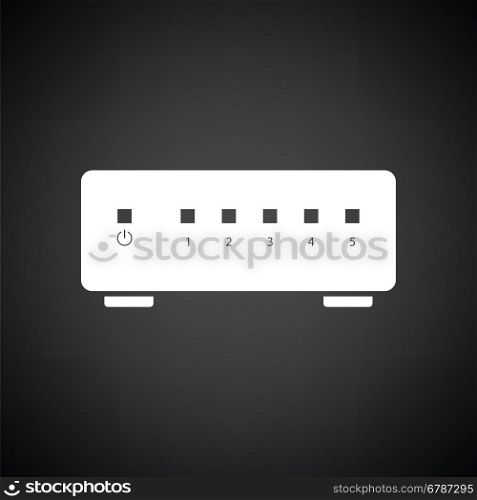 Ethernet switch icon. Black background with white. Vector illustration.