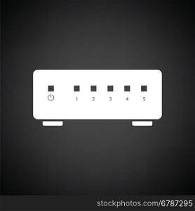 Ethernet switch icon. Black background with white. Vector illustration.