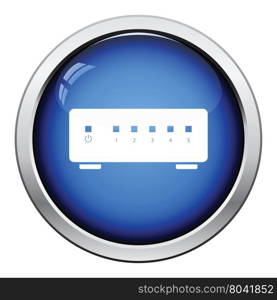 Ethernet switch icon. Glossy button design. Vector illustration.