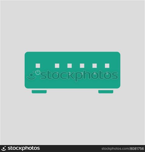 Ethernet switch icon. Gray background with green. Vector illustration.