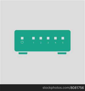 Ethernet switch icon. Gray background with green. Vector illustration.