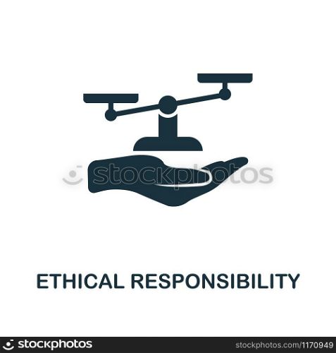 Ethical Responsibility icon. Monochrome style design from business ethics collection. UX and UI. Pixel perfect ethical responsibility icon. For web design, apps, software, printing usage.. Ethical Responsibility icon. Monochrome style design from business ethics icon collection. UI and UX. Pixel perfect ethical responsibility icon. For web design, apps, software, print usage.